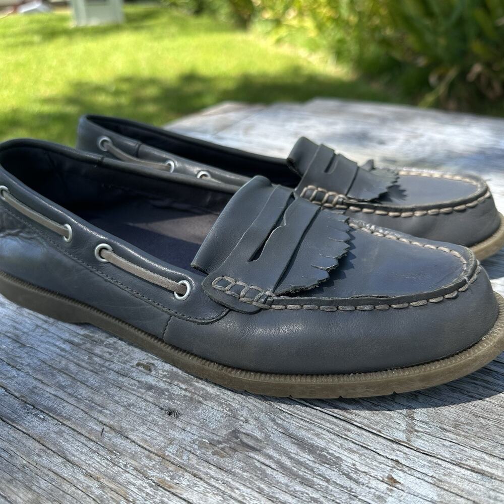 Sperry Women's 9 Kiltie Penny Loafers Skate Blue Leather Top Sider Shoes BP